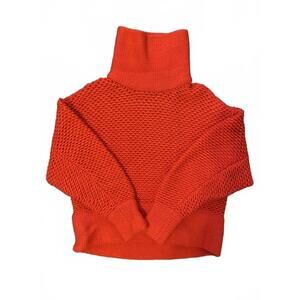 Few Moda Wool Chunky Knit Funnel Neck Sweater Small Red